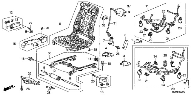 2010 Acura TL 4 Door TECH (AWD) KA 6MT Front Seat Components Diagram 2