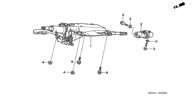 2006 Acura RSX 3 Door BASE KA 5MT Steering Column Diagram