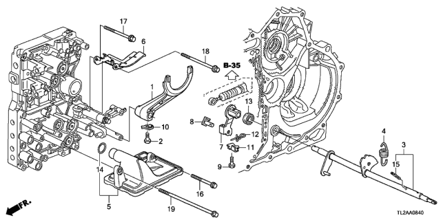 2014 Acura TSX 4 Door TECH KA 5AT AT Shift Fork (L4) Diagram