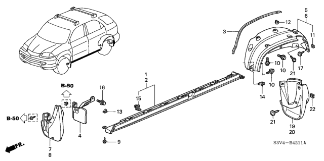 2002 Acura MDX Side Sill Garnish Diagram