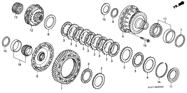 1992 Acura NSX Gear, Final Driven Diagram for 41233-PR8-000