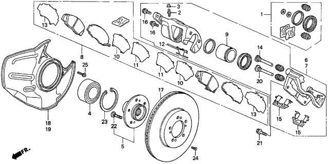1997 Acura TL Front Disc Brake pad Set Diagram for 45022-S47-020