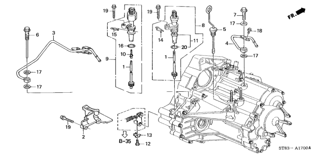 2000 Acura Integra 4 Door LS KA 4AT AT ATF Pipe - Speed Sensor Diagram
