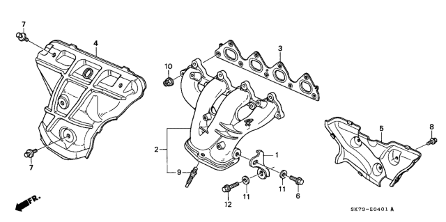 1993 Acura Integra 3 Door GSL (LEATHER) KA 4AT Exhaust Manifold Diagram