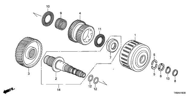 2021 Acura ILX 4 Door 24TECH (A-SPEC) KA DCT AT Idle Shaft - Reverse Clutch Diagram