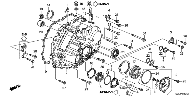 2011 Acura RL AT Transmission Case Diagram