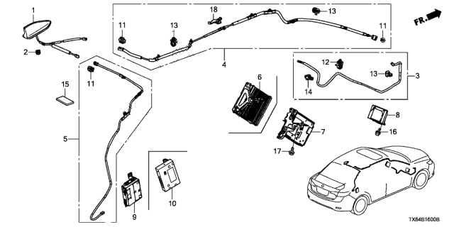 2014 Acura ILX Radio Antenna Assembly (Polished Metal Metallic) Diagram for 39150-TX6-H01ZM