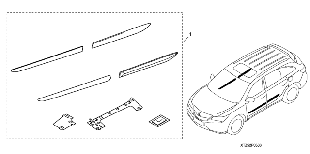 2014 Acura MDX Body Sd Molding Nh-700M Diagram for 08P05-TZ5-221