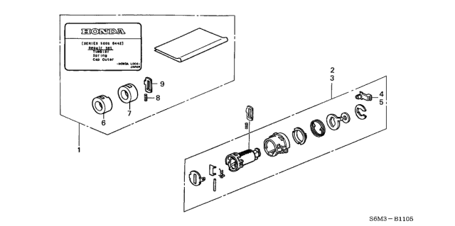 2005 Acura RSX 3 Door BASE KA 5MT Key Cylinder Kit Diagram