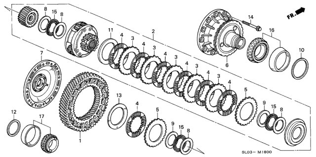 2001 Acura NSX 2 Door NSX-T KA 6MT MT Differential Gear Diagram