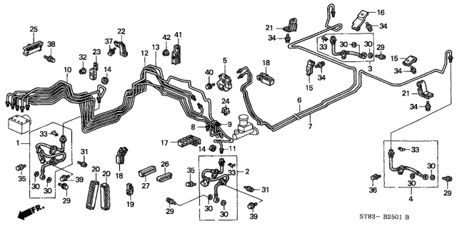 1999 Acura Integra 4 Door GS (LEATHER) KA 4AT Brake Line Diagram