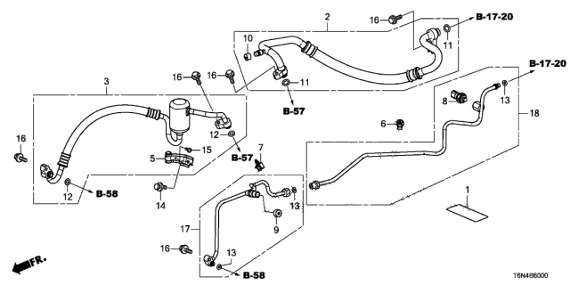 2018 Acura NSX 2 Door FIF KA DCT A/C Hoses - Pipes Diagram