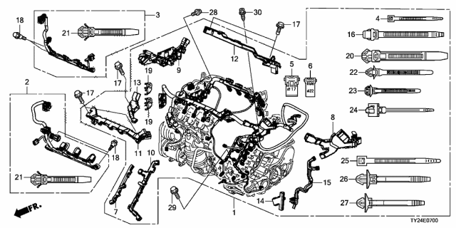 2014 Acura RLX Alternator Wiring Harness Holder Diagram for 32134-5G0-A00