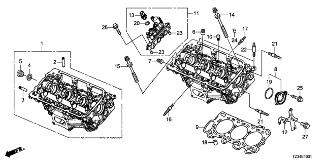 2019 Acura TLX 4 Door ADV (AWD 19INCH) KA 9AT Front Cylinder Head Diagram
