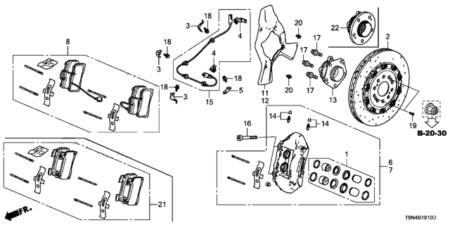 2019 Acura NSX Caliper Sub-Assembly Diagram for 43018-T6N-G20