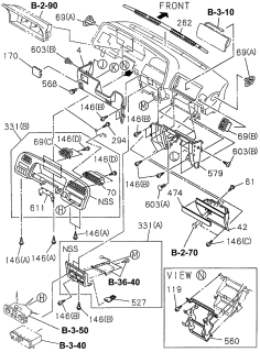 1997 Acura SLX Grille, Center Air Outlet Diagram for 8-97091-909-1