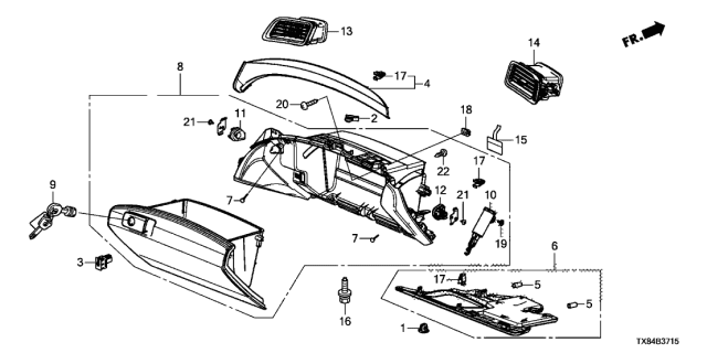 2014 Acura ILX Hybrid Instrument Panel Garnish Diagram 2