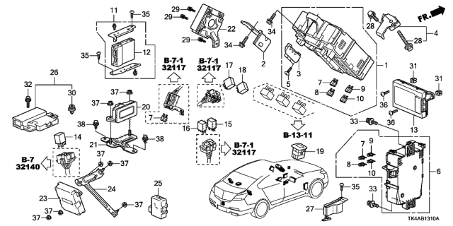 2014 Acura TL 4 Door TECH (3.7) KA 6MT Control Unit - Cabin Diagram 1