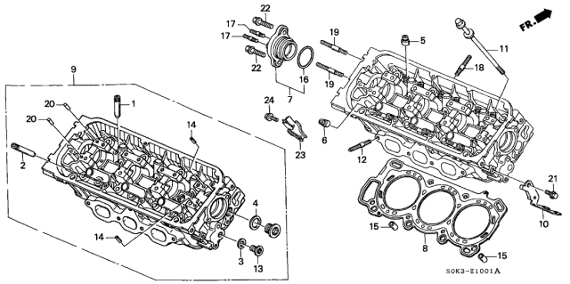 2002 Acura TL 4 Door TL KA 5AT Rear Cylinder Head Diagram