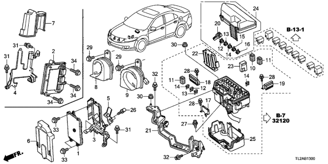 2014 Acura TSX Cover, Engine Control Module Diagram for 37823-R60-U00