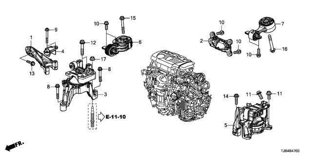 2020 Acura RDX Engine Mount Bracket Diagram for 50820-TJB-A02