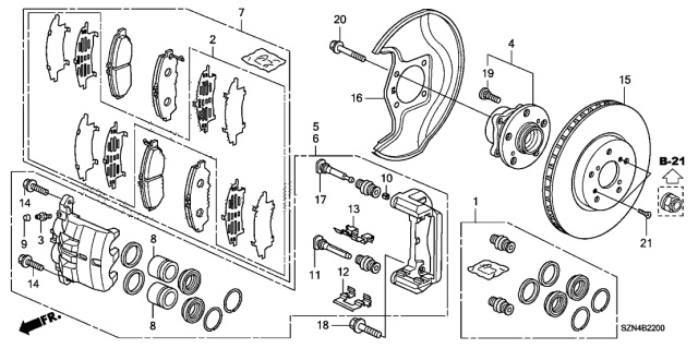 2010 Acura ZDX 5 Door TECH KA 6AT Front Brake Diagram