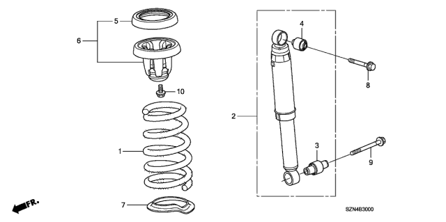 2010 Acura ZDX 5 Door TECH KA 6AT Rear Shock Absorber Diagram