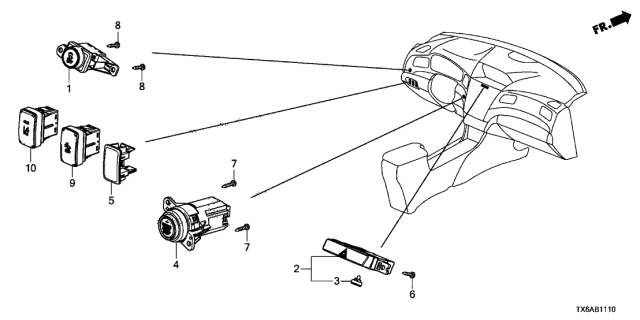 2019 Acura ILX Switch Assembly Diagram for 35881-TX6-A12