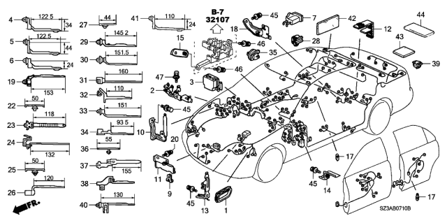 2004 Acura RL 4 Door RL (NAVIGATION) KA 4AT Harness Band - Bracket Diagram