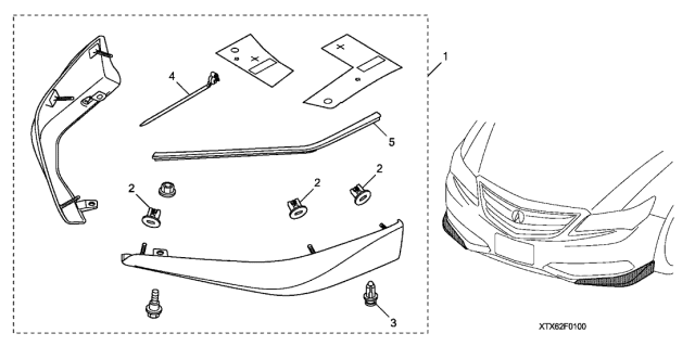 2013 Acura ILX Front Underbody Spoiler Diagram