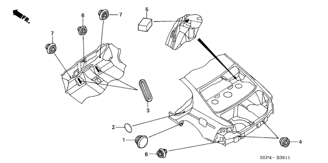 2004 Acura TL 4 Door BASE (NAVIGATION) KA 5AT Grommet (Rear) Diagram