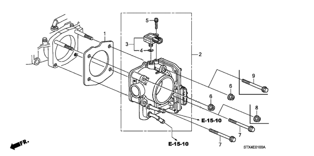 2011 Acura MDX Throttle Body Gasket Diagram for 16176-RYE-A10