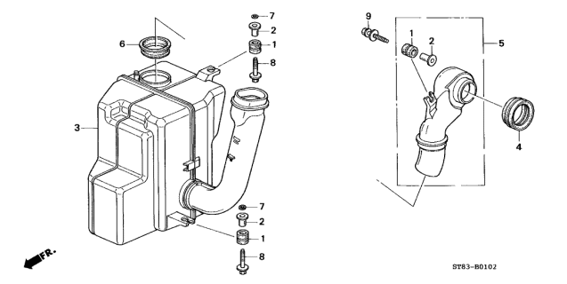 1999 Acura Integra 4 Door GS (LEATHER) KA 4AT Resonator Chamber Diagram