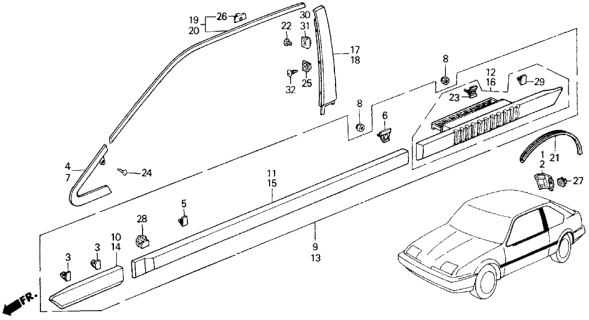 1989 Acura Integra Side Protector (3 Door) Diagram