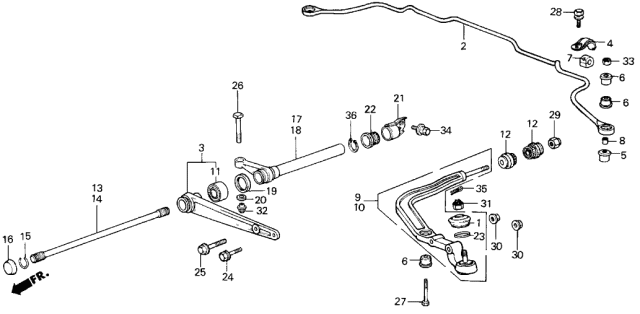 1989 Acura Integra Washer, Height Adjuster Diagram for 51424-SB2-003