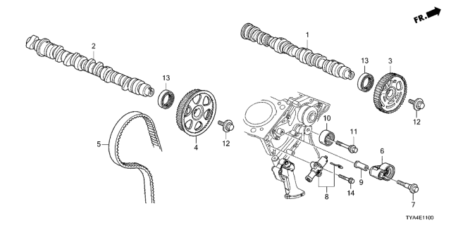 2022 Acura MDX Camshaft, Front Diagram for 14100-5MR-A00