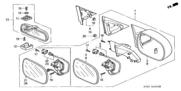 1998 Acura CL Passenger Side Door Mirror Garnish (RightC.) Diagram for 76220-SV2-000