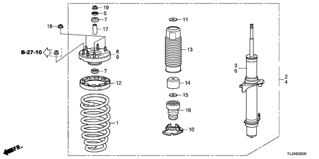 2013 Acura TSX 4 Door TSX V6 KA 5AT Front Shock Absorber Diagram