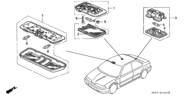 1990 Acura Integra Light Assembly, Interior (Lofty Blue) (Daiichi) Diagram for 34250-SJ4-003ZD