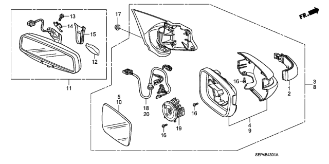 2007 Acura TL Driver Side (Carbon Bronze Pearl) Housing Set Diagram for 76251-SEP-A11ZJ