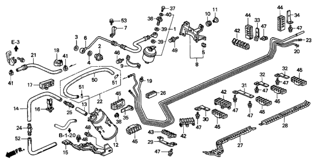 1995 Acura TL 4 Door BAS2.5 KA 4AT Fuel Pipe Diagram