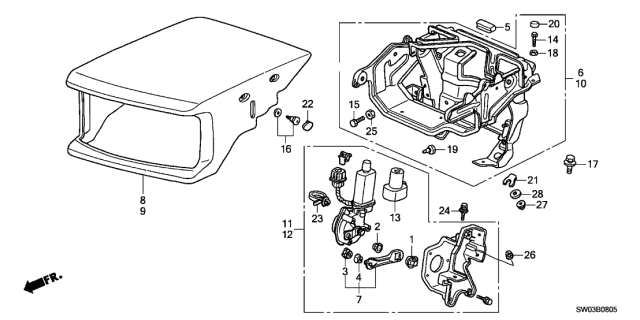 2001 Acura NSX Motor Assembly, Passenger Side Retractable Diagram for 76150-SL0-A02