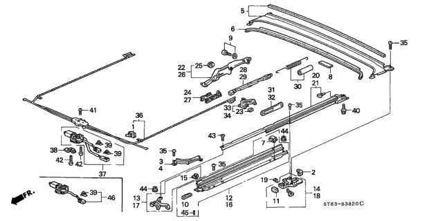 2000 Acura Integra Lifter, Driver Side Diagram for 70377-SR3-003