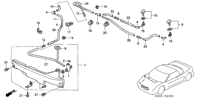 2002 Acura NSX Washer Nozzle Assembly (Spa Yellow Pearl) (Driver Side) Diagram for 76810-SL0-A01ZX