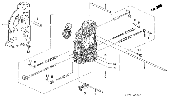 1996 Acura Integra AT Main Valve Body Diagram