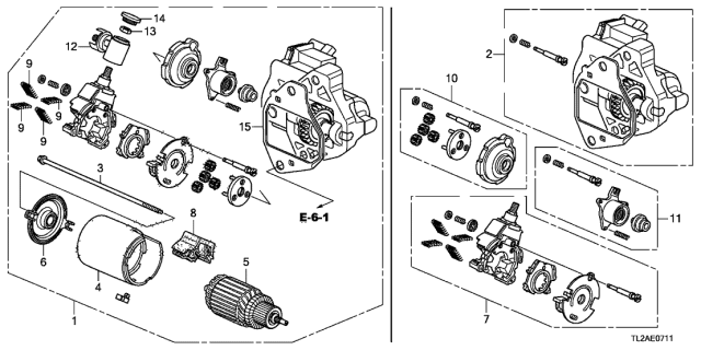 2013 Acura TSX 4 Door TSX V6 KA 5AT Starter Motor (MITSUBA) Diagram