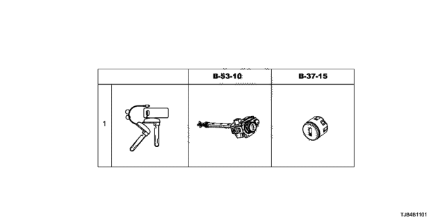 2019 Acura RDX Cylinder Set, Key Diagram for 06350-TJB-A51