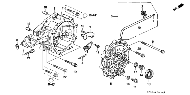 2001 Acura RL 4 Door RL (NAVIGATION) KA 4AT AT Differential Carrier Diagram