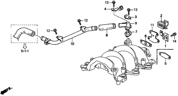 1998 Acura TL 4 Door BAS3.2 KA 4AT Air Suction Pipe (V6) Diagram