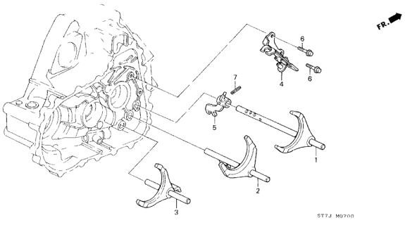 1999 Acura Integra MT Shift Fork - Fork Shaft Diagram